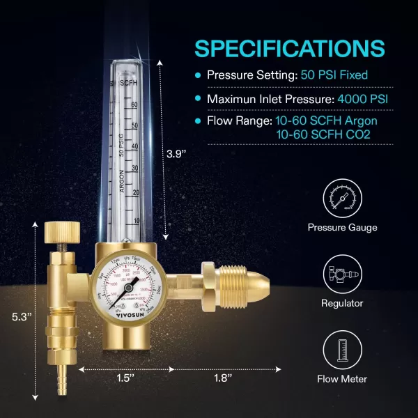 VIVOSUN Hydroponics CO2 Regulator Emitter System with Solenoid Valve Flowmeter for Grow Room Grow Tent Garden House Aquarium