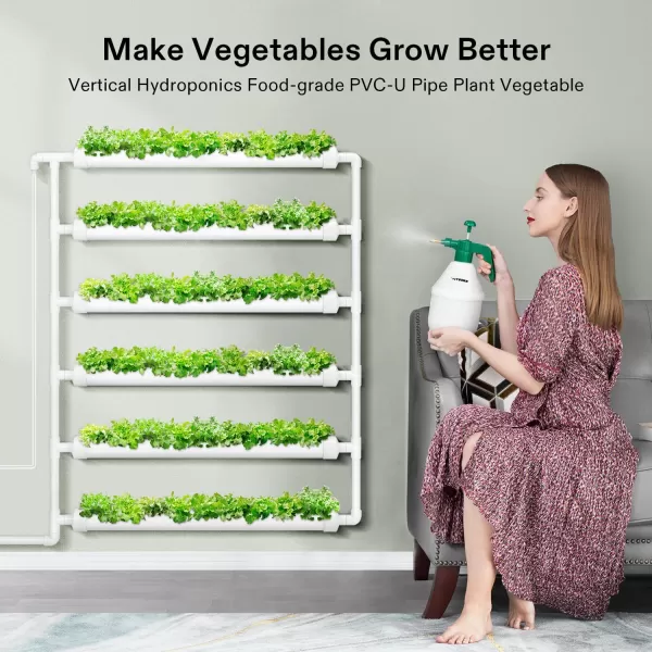 VIVOSUN Hydroponics Growing System 108 Plant Sites, 3 Layers 12 Food-Grade PVC-U Pipes Gardening System Grow Kit with Water Pump Timer, Nest Basket and Sponge for Leafy Vegetables