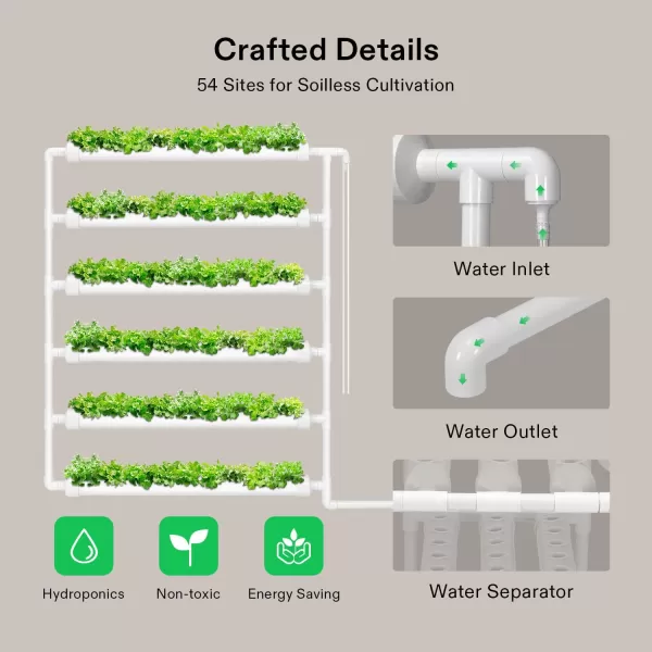 VIVOSUN Hydroponics Growing System 108 Plant Sites, 3 Layers 12 Food-Grade PVC-U Pipes Gardening System Grow Kit with Water Pump Timer, Nest Basket and Sponge for Leafy Vegetables