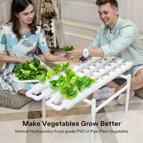 VIVOSUN Hydroponics Growing System 108 Plant Sites, 3 Layers 12 Food-Grade PVC-U Pipes Gardening System Grow Kit with Water Pump Timer, Nest Basket and Sponge for Leafy Vegetables