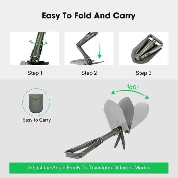 VIVOSUN Military Survival Shovel Folding Camping Tactical Shovel Multitool for Camping, Hiking, Backpacking