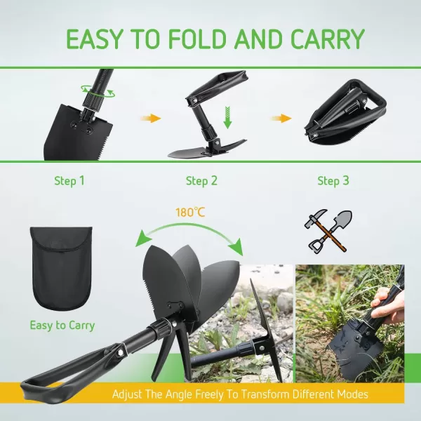 VIVOSUN Military Survival Shovel Folding Camping Tactical Shovel Multitool for Camping, Hiking, Backpacking