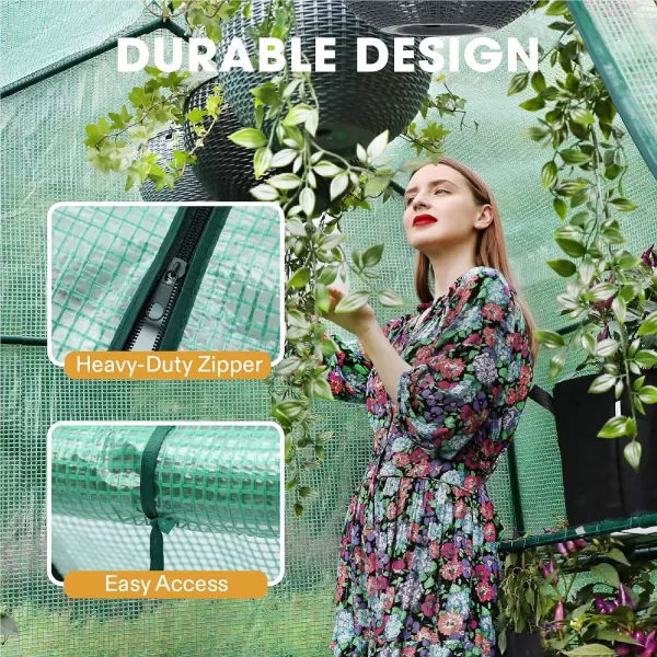 VIVOSUN Mini Lean-to Greenhouse, 6.6’ x 3.3’ x 6.9’ Portable Wall House with White PE Cover and Shelf for Compact Garden 79x39x83-Inch
