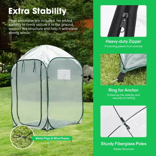 VIVOSUN Mini Lean-to Greenhouse, 6.6’ x 3.3’ x 6.9’ Portable Wall House with White PE Cover and Shelf for Compact Garden 79x39x83-Inch