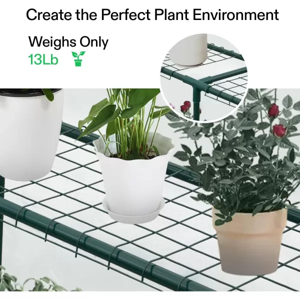 VIVOSUN Mini Lean-to Greenhouse, 6.6’ x 3.3’ x 6.9’ Portable Wall House with White PE Cover and Shelf for Compact Garden 79x39x83-Inch