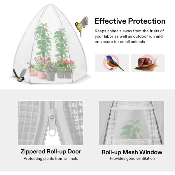 VIVOSUN Mini Lean-to Greenhouse, 6.6’ x 3.3’ x 6.9’ Portable Wall House with White PE Cover and Shelf for Compact Garden 79x39x83-Inch
