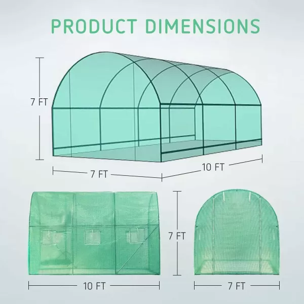 VIVOSUN Mini Lean-to Greenhouse, 6.6’ x 3.3’ x 6.9’ Portable Wall House with White PE Cover and Shelf for Compact Garden 79x39x83-Inch