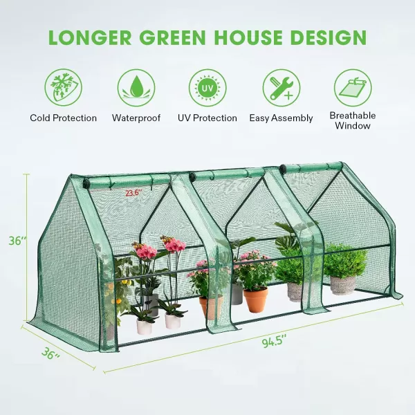 VIVOSUN Mini Lean-to Greenhouse, 6.6’ x 3.3’ x 6.9’ Portable Wall House with White PE Cover and Shelf for Compact Garden 79x39x83-Inch