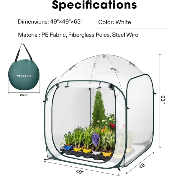 VIVOSUN Mini Lean-to Greenhouse, 6.6’ x 3.3’ x 6.9’ Portable Wall House with White PE Cover and Shelf for Compact Garden 79x39x83-Inch