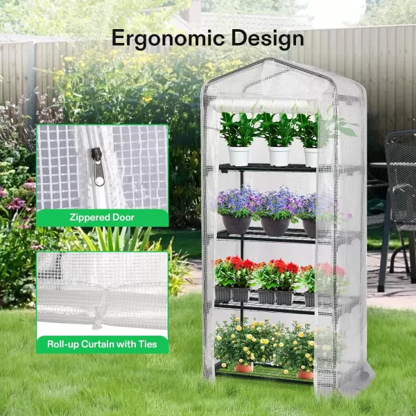 VIVOSUN Mini Lean-to Greenhouse, 6.6’ x 3.3’ x 6.9’ Portable Wall House with White PE Cover and Shelf for Compact Garden 79x39x83-Inch