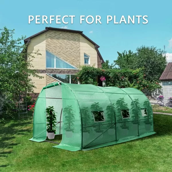 VIVOSUN Mini Lean-to Greenhouse, 6.6’ x 3.3’ x 6.9’ Portable Wall House with White PE Cover and Shelf for Compact Garden 79x39x83-Inch