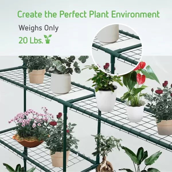 VIVOSUN Mini Lean-to Greenhouse, 6.6’ x 3.3’ x 6.9’ Portable Wall House with White PE Cover and Shelf for Compact Garden 79x39x83-Inch