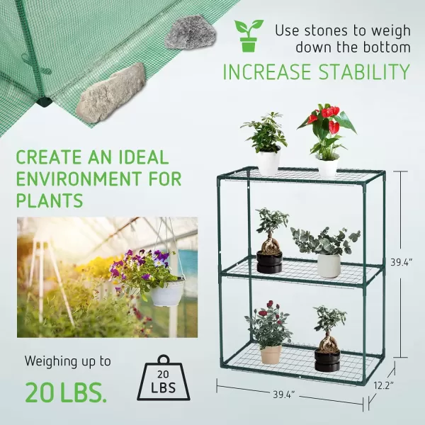 VIVOSUN Mini Lean-to Greenhouse, 6.6’ x 3.3’ x 6.9’ Portable Wall House with White PE Cover and Shelf for Compact Garden 79x39x83-Inch