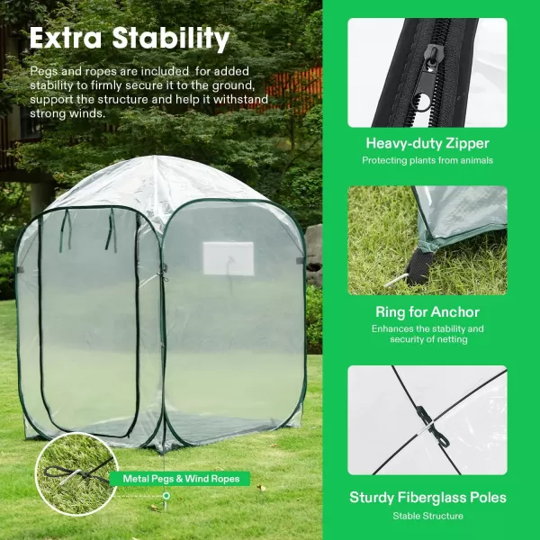 VIVOSUN Mini Lean-to Greenhouse, 6.6’ x 3.3’ x 6.9’ Portable Wall House with White PE Cover and Shelf for Compact Garden 79x39x83-Inch