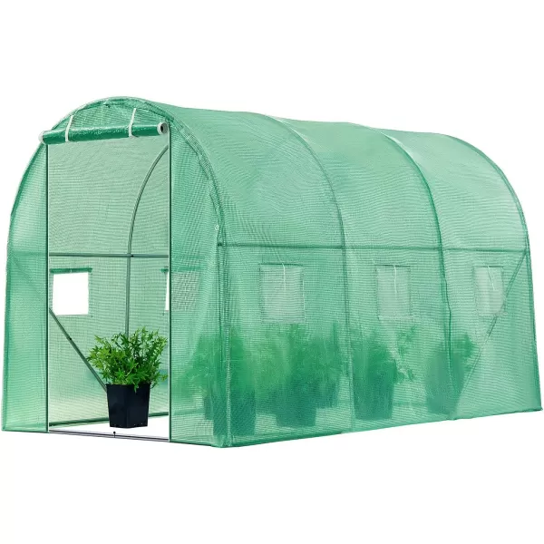 VIVOSUN Mini Lean-to Greenhouse, 6.6’ x 3.3’ x 6.9’ Portable Wall House with White PE Cover and Shelf for Compact Garden 79x39x83-Inch