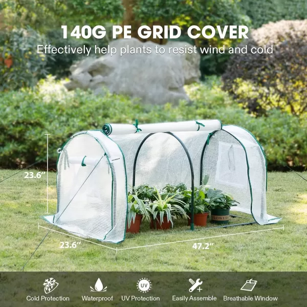 VIVOSUN Mini Lean-to Greenhouse, 6.6’ x 3.3’ x 6.9’ Portable Wall House with White PE Cover and Shelf for Compact Garden 79x39x83-Inch