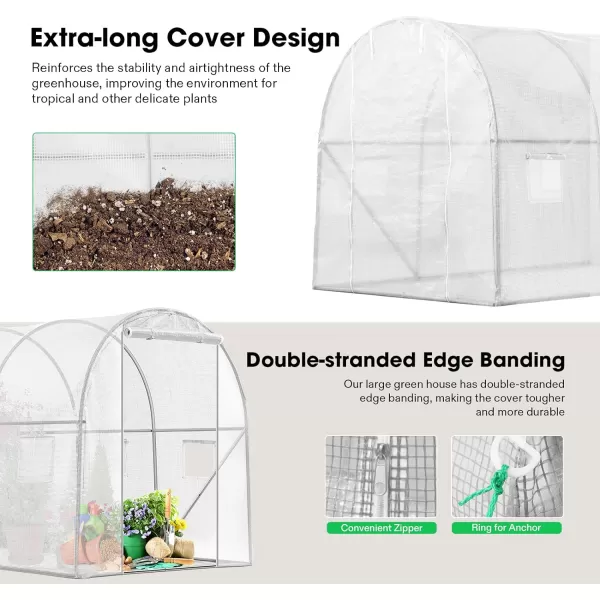 VIVOSUN Mini Lean-to Greenhouse, 6.6’ x 3.3’ x 6.9’ Portable Wall House with White PE Cover and Shelf for Compact Garden 79x39x83-Inch