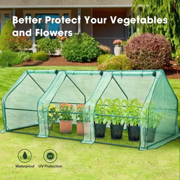 VIVOSUN Mini Lean-to Greenhouse, 6.6’ x 3.3’ x 6.9’ Portable Wall House with White PE Cover and Shelf for Compact Garden 79x39x83-Inch