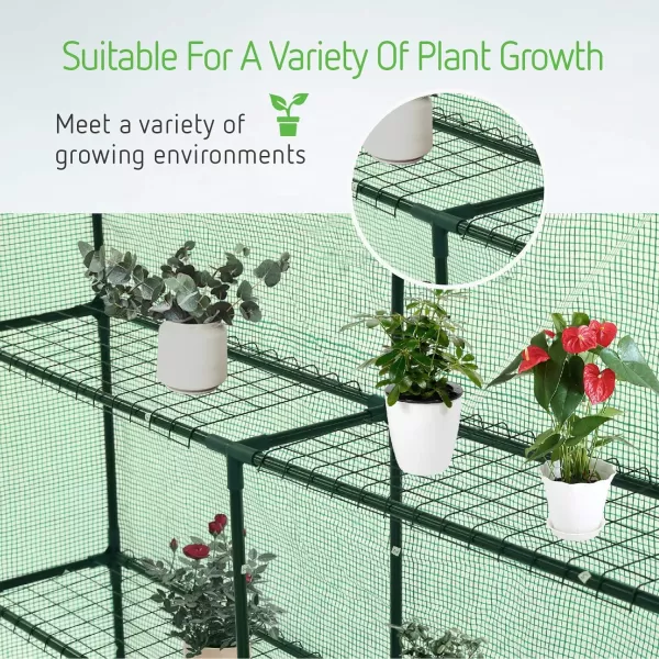 VIVOSUN Mini Lean-to Greenhouse, 6.6’ x 3.3’ x 6.9’ Portable Wall House with White PE Cover and Shelf for Compact Garden 79x39x83-Inch