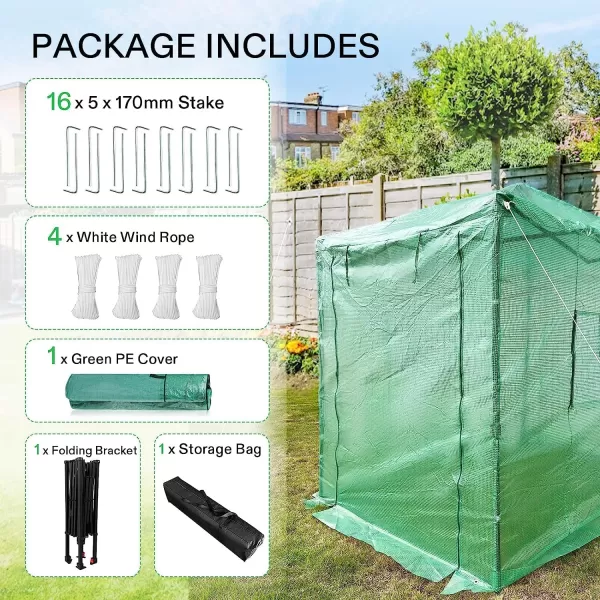 VIVOSUN Mini Lean-to Greenhouse, 6.6’ x 3.3’ x 6.9’ Portable Wall House with White PE Cover and Shelf for Compact Garden 79x39x83-Inch