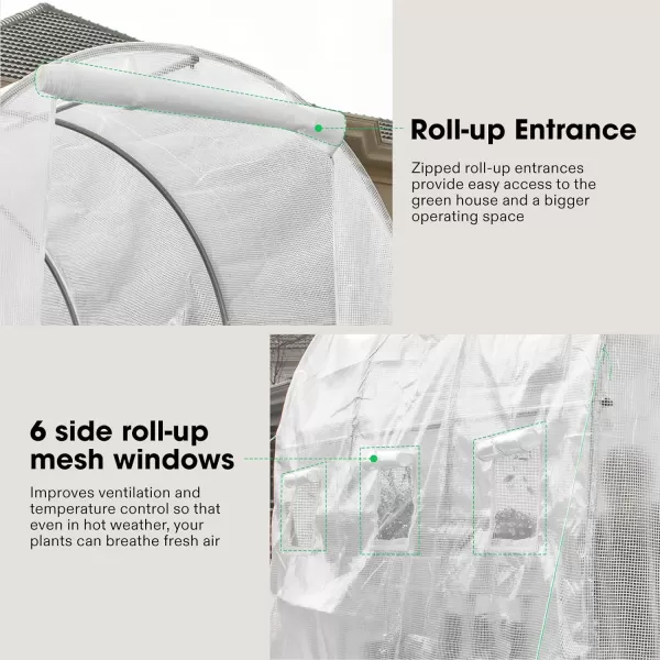 VIVOSUN Mini Lean-to Greenhouse, 6.6’ x 3.3’ x 6.9’ Portable Wall House with White PE Cover and Shelf for Compact Garden 79x39x83-Inch