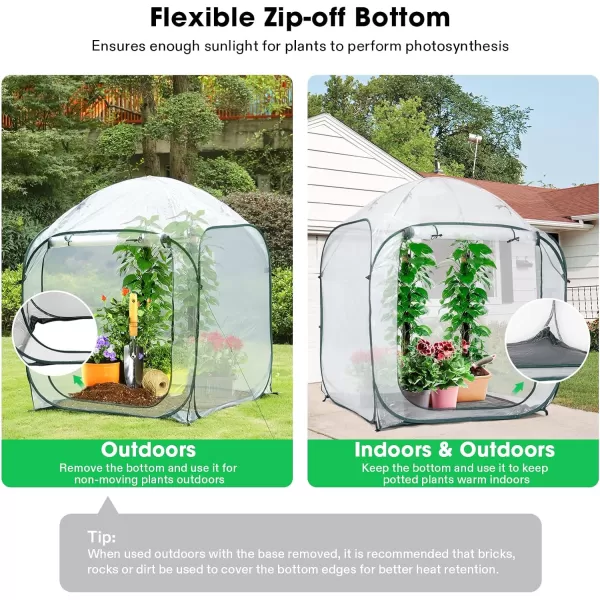 VIVOSUN Mini Lean-to Greenhouse, 6.6’ x 3.3’ x 6.9’ Portable Wall House with White PE Cover and Shelf for Compact Garden 79x39x83-Inch