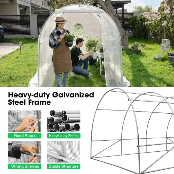 VIVOSUN Mini Lean-to Greenhouse, 6.6’ x 3.3’ x 6.9’ Portable Wall House with White PE Cover and Shelf for Compact Garden 79x39x83-Inch
