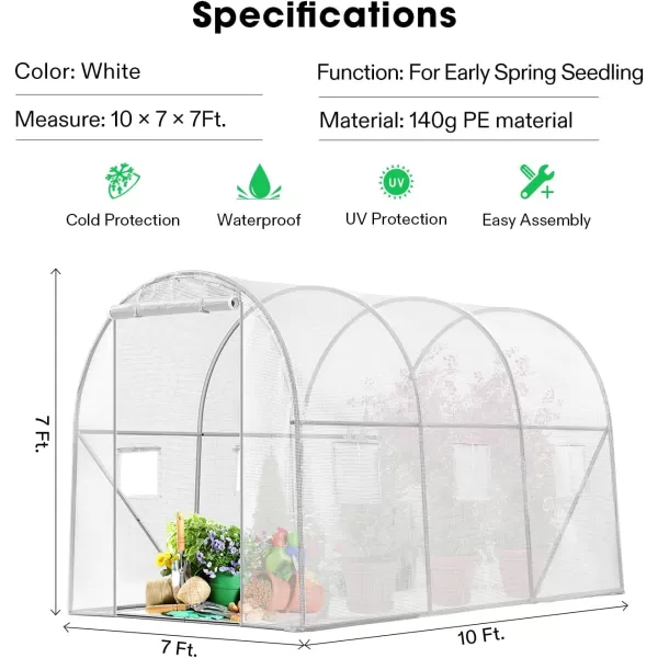 VIVOSUN Mini Lean-to Greenhouse, 6.6’ x 3.3’ x 6.9’ Portable Wall House with White PE Cover and Shelf for Compact Garden 79x39x83-Inch