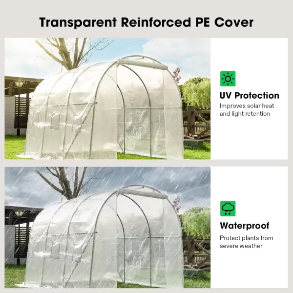 VIVOSUN Mini Lean-to Greenhouse, 6.6’ x 3.3’ x 6.9’ Portable Wall House with White PE Cover and Shelf for Compact Garden 79x39x83-Inch