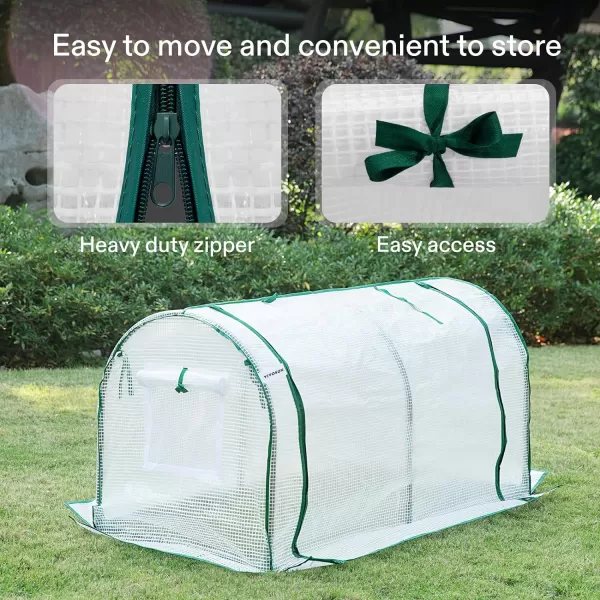 VIVOSUN Mini Lean-to Greenhouse, 6.6’ x 3.3’ x 6.9’ Portable Wall House with White PE Cover and Shelf for Compact Garden 79x39x83-Inch