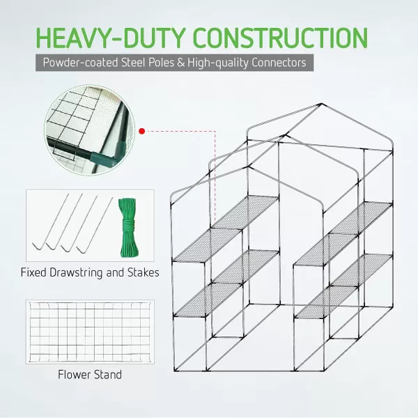 VIVOSUN Mini Lean-to Greenhouse, 6.6’ x 3.3’ x 6.9’ Portable Wall House with White PE Cover and Shelf for Compact Garden 79x39x83-Inch