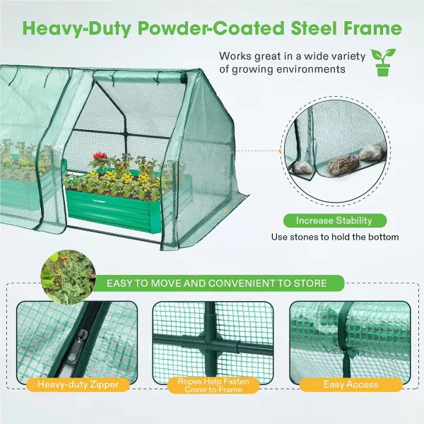 VIVOSUN Mini Lean-to Greenhouse, 6.6’ x 3.3’ x 6.9’ Portable Wall House with White PE Cover and Shelf for Compact Garden 79x39x83-Inch