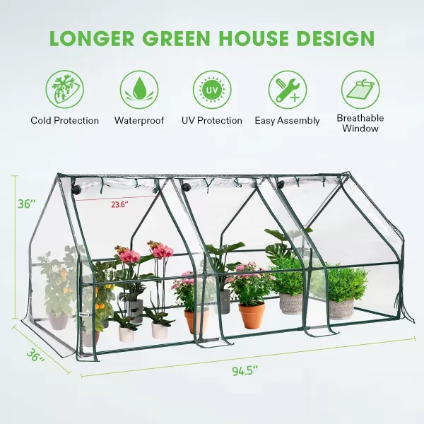VIVOSUN Mini Lean-to Greenhouse, 6.6’ x 3.3’ x 6.9’ Portable Wall House with White PE Cover and Shelf for Compact Garden 79x39x83-Inch
