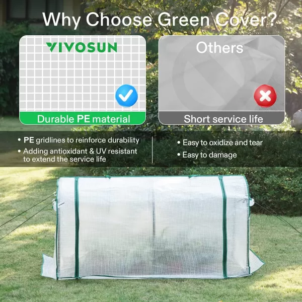 VIVOSUN Mini Lean-to Greenhouse, 6.6’ x 3.3’ x 6.9’ Portable Wall House with White PE Cover and Shelf for Compact Garden 79x39x83-Inch