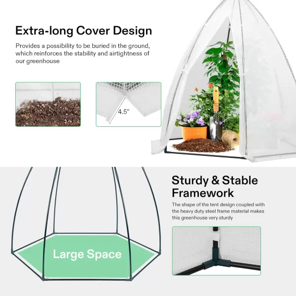 VIVOSUN Mini Lean-to Greenhouse, 6.6’ x 3.3’ x 6.9’ Portable Wall House with White PE Cover and Shelf for Compact Garden 79x39x83-Inch