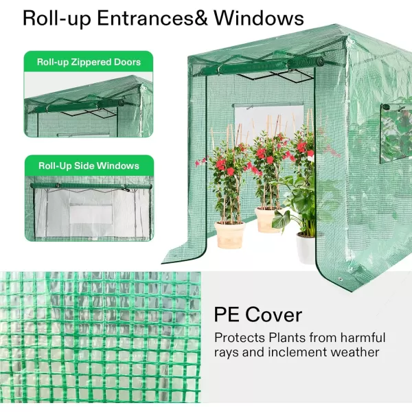 VIVOSUN Mini Lean-to Greenhouse, 6.6’ x 3.3’ x 6.9’ Portable Wall House with White PE Cover and Shelf for Compact Garden 79x39x83-Inch