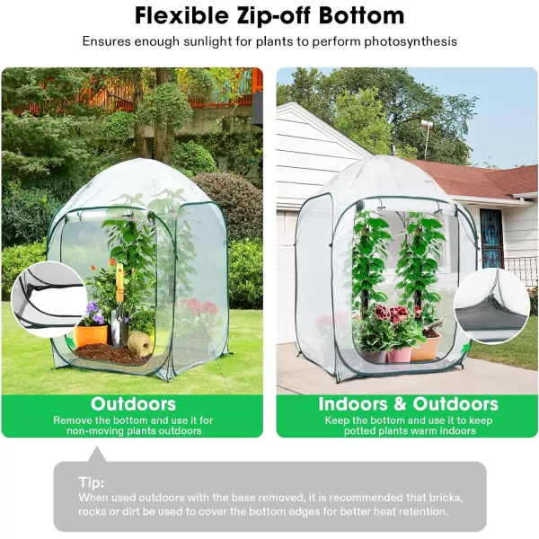 VIVOSUN Mini Lean-to Greenhouse, 6.6’ x 3.3’ x 6.9’ Portable Wall House with White PE Cover and Shelf for Compact Garden 79x39x83-Inch