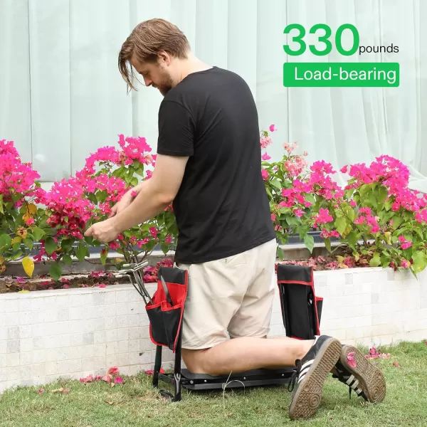 VIVOSUN Portable Garden Kneeler Seat Foldable Garden Bench with EVA Foam Pad 2 Tool Bags for Outdoor Gardening, Green