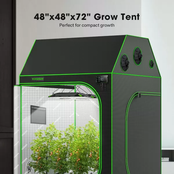 VIVOSUN R446 4x4 Grow Tent, 48"x48"x72" Roof Cube Tent with Observation Window and Floor Tray for Hydroponics Indoor Plant for VS4000/VSF4300