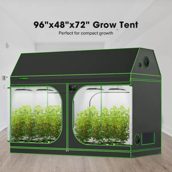 VIVOSUN R446 4x4 Grow Tent, 48"x48"x72" Roof Cube Tent with Observation Window and Floor Tray for Hydroponics Indoor Plant for VS4000/VSF4300