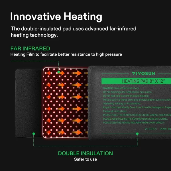 VIVOSUN Reptile Heating Pad 8x18 Inch with Thermostat Combo Under Tank Terrarium Heating Mat Waterproof for Turtles, Lizards, Frogs, and Other Reptiles