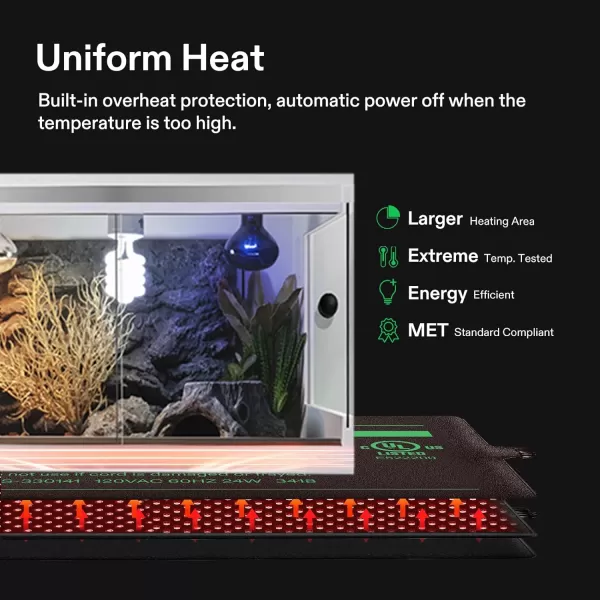 VIVOSUN Reptile Heating Pad 8x18 Inch with Thermostat Combo Under Tank Terrarium Heating Mat Waterproof for Turtles, Lizards, Frogs, and Other Reptiles