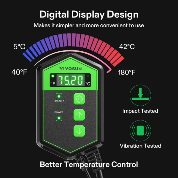 VIVOSUN Reptile Heating Pad 8x18 Inch with Thermostat Combo Under Tank Terrarium Heating Mat Waterproof for Turtles, Lizards, Frogs, and Other Reptiles