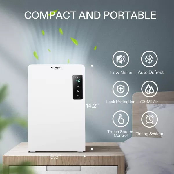 VIVOSUN Small Space Mini Dehumidifier for Grow Tent Closets Bathroom and Basement