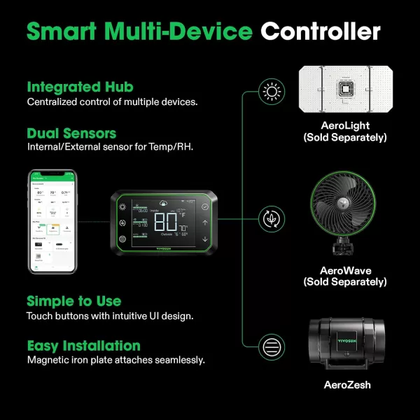 VIVOSUN Smart Air Filtration PRO S4 Kit 4", AeroZesh S4 Inline Duct Fan w/GrowHub E42A Temp. Humidity WiFi-Controller, Carbon Filter &amp; Ducting, Cooling &amp; Ventilation System for Grow Tent, Hydroponics