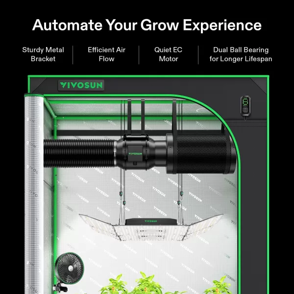VIVOSUN Smart Air Filtration T6 Kit 6", AeroZesh T6 Inline Duct Fan with E12 Speed Controller, Carbon Filter &amp; 8' Ducting, Cooling &amp; Ventilation System for Grow Tents, Indoor Gardening, Hydroponics