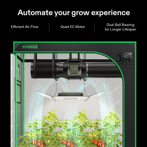 VIVOSUN Smart Grow System with AeroLight A200SE 200W LED Grow Light with Circulation Fan, AeroZesh S6 6-inch 405 CFM Inline Duct Fan, and GrowHub E42A Temperature &amp; Humidity WiFi-Controller