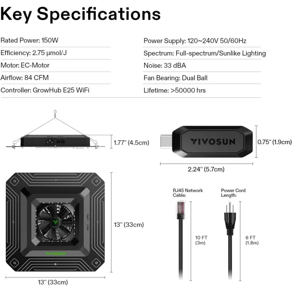VIVOSUN Smart Grow System with The AeroLight AW200SE, 200W LED Grow Light w/Integrated Circulation Fan &amp; GrowHub Controller E25, Establish an Intelligent Grow Environment