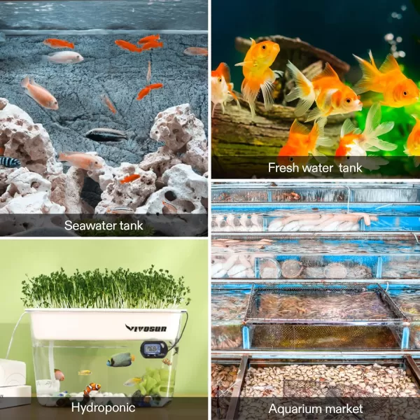 VIVOSUN Submersible Aquarium Heater with Thermometer Combination,100W Titanium Fish Tank Heaters with Intelligent LED Temperature Display and External Temperature Controller)