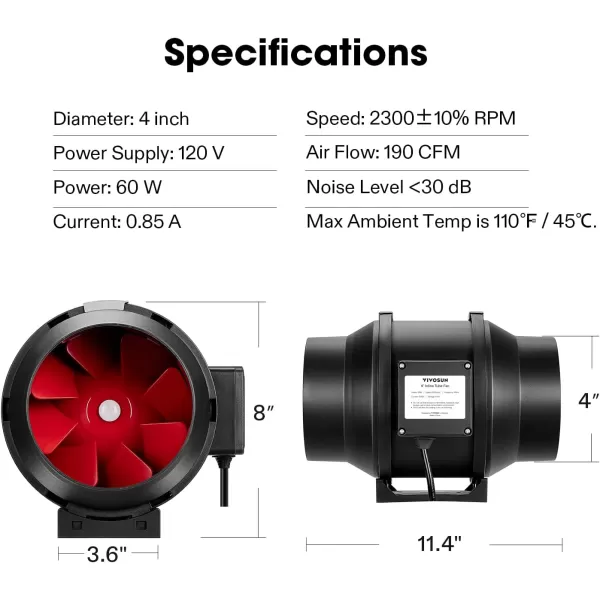 VIVOSUN Ventilation Kit 6 Inch 390 CFM Inline Duct Fan with 6" x 16"Carbon Filter Odor Control System with Australia Virgin Charcoal for Grow Tent Ventilation